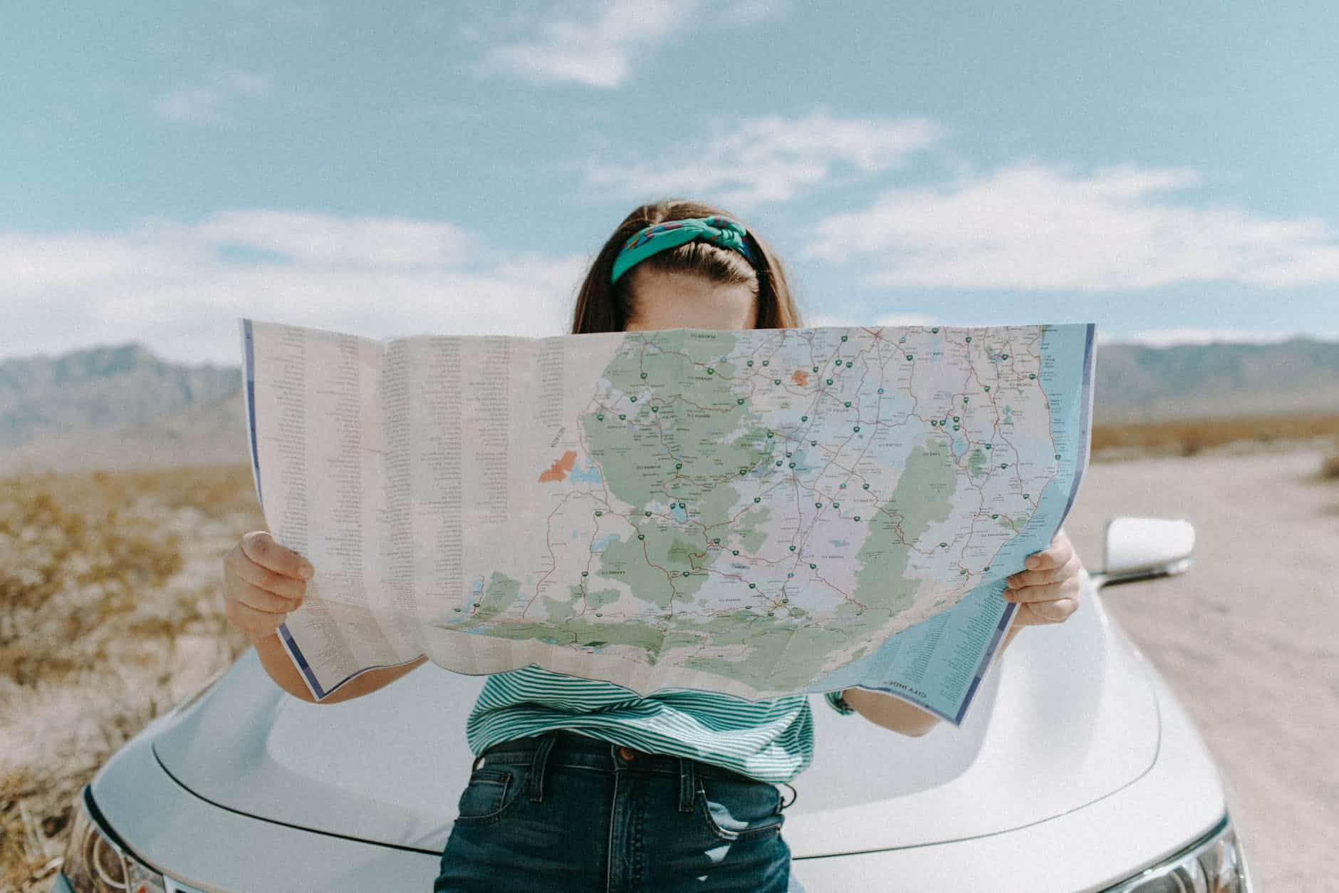 woman looking at the map