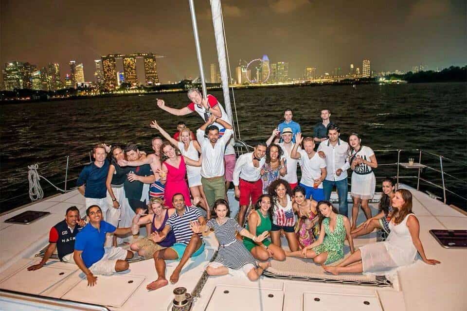 Yacht with Singapore Skyline