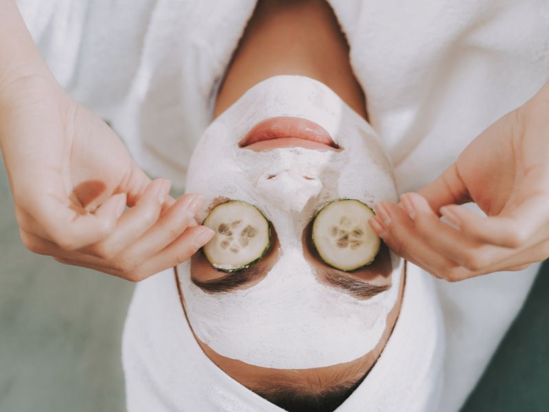 Woman with face mask