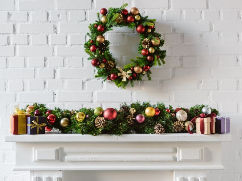 Decorated mantel