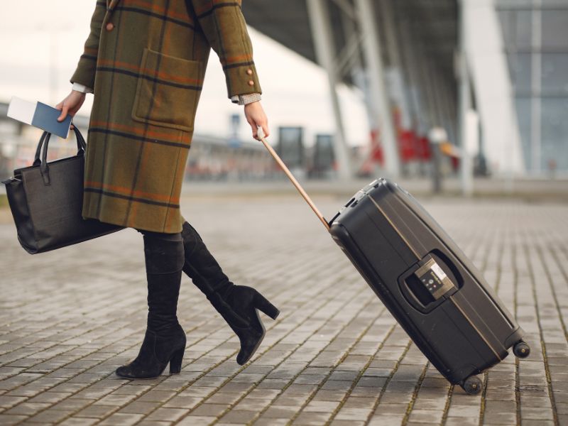 Woman and suitcase