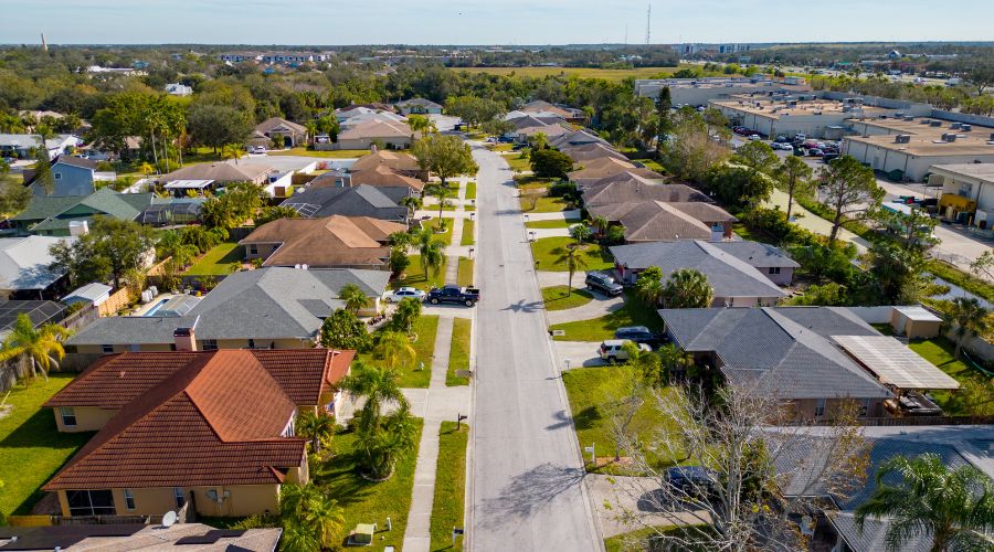 Residential Street Roof View