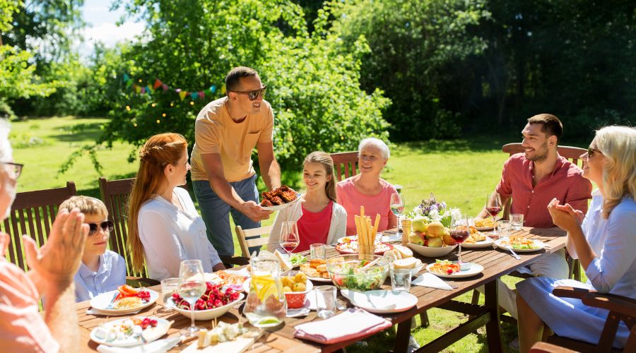 Family dinner outside