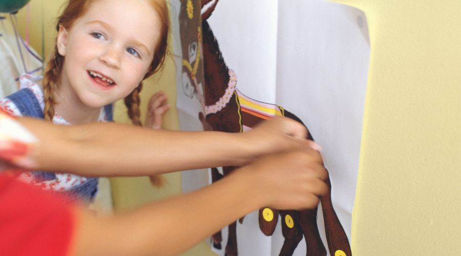 Pin the tail on the donkey is a great kids party game