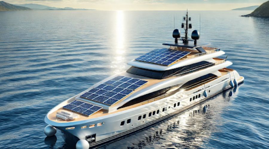 Yacht with solar panels