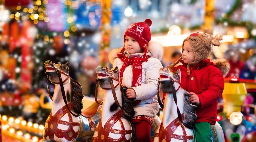 Children on a carousel 