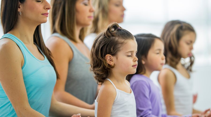 Family yoga class