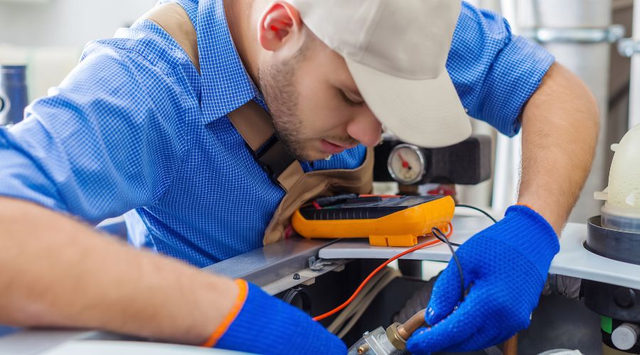 Plumber at work