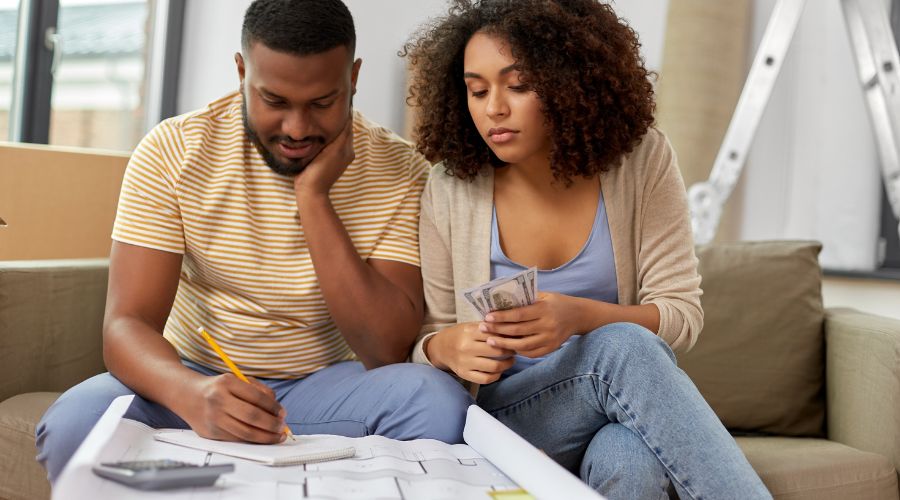 Young couple budgeting