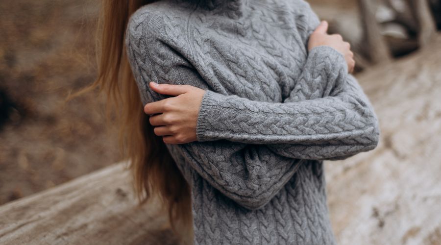 Grey cable sweater 