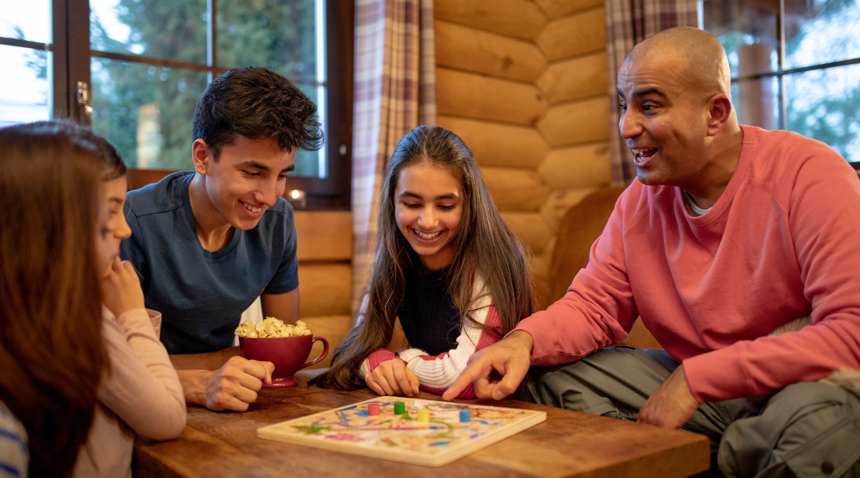 Family connecting over board game