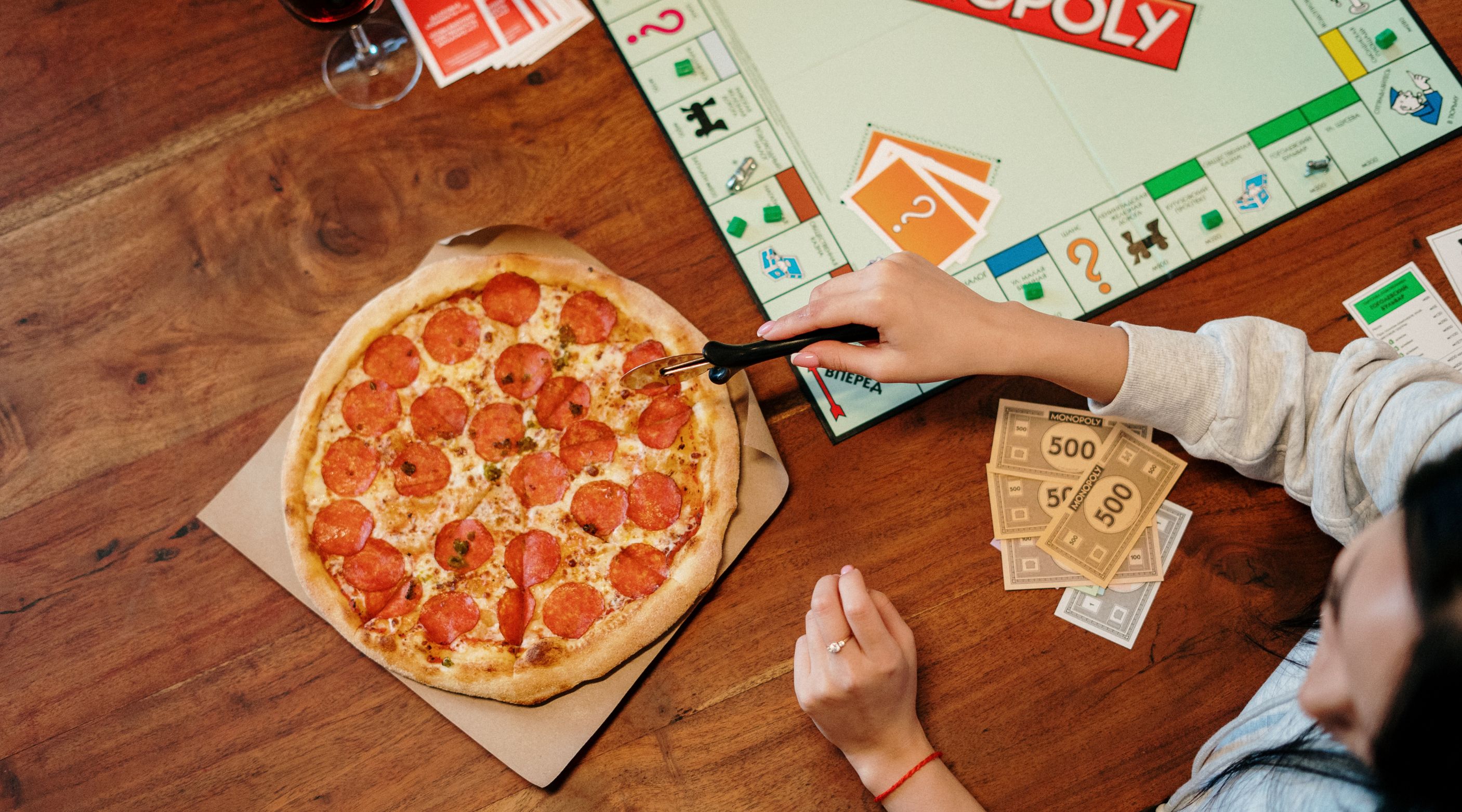 Pizza and game of monopoly