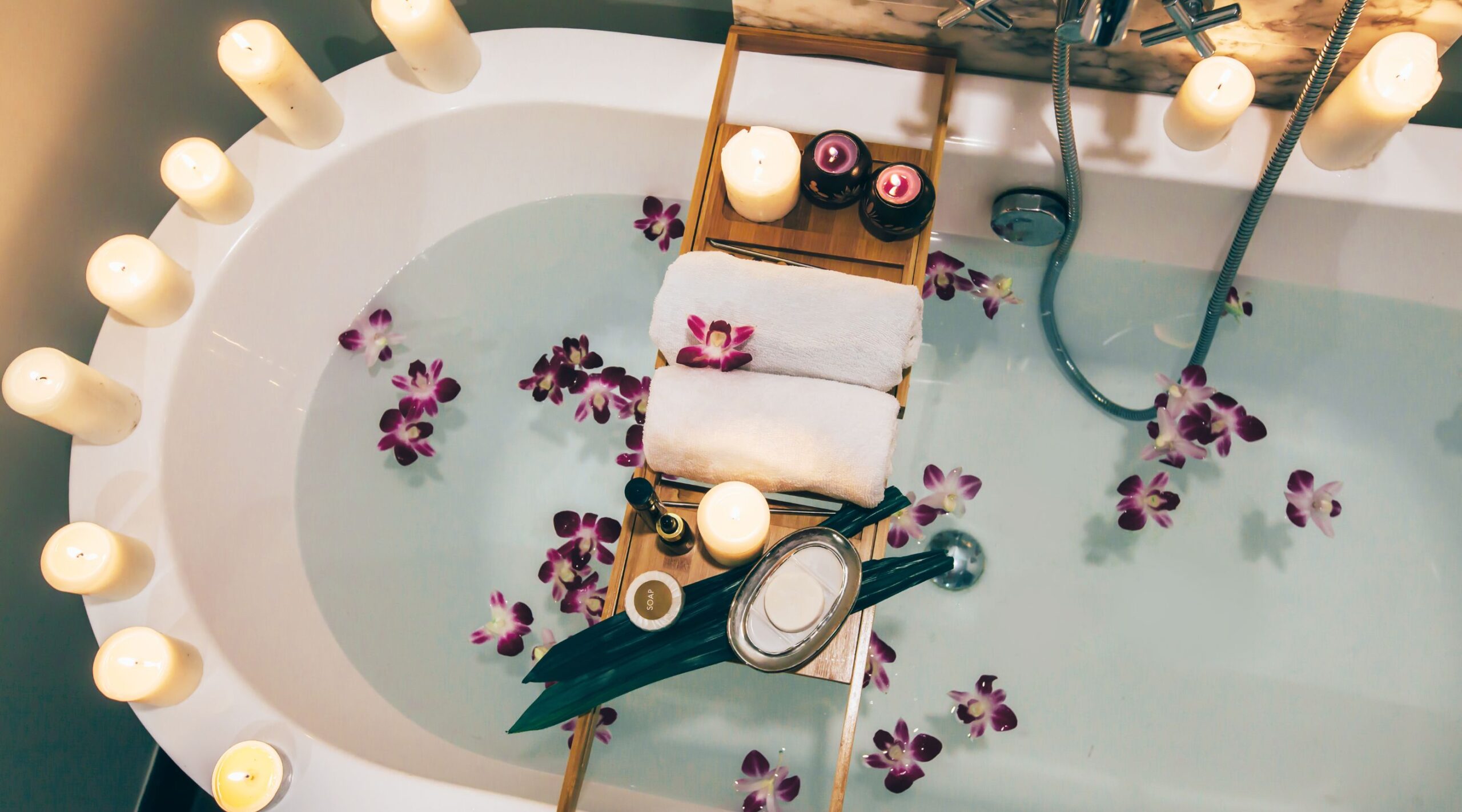 Spa bathroom with candles