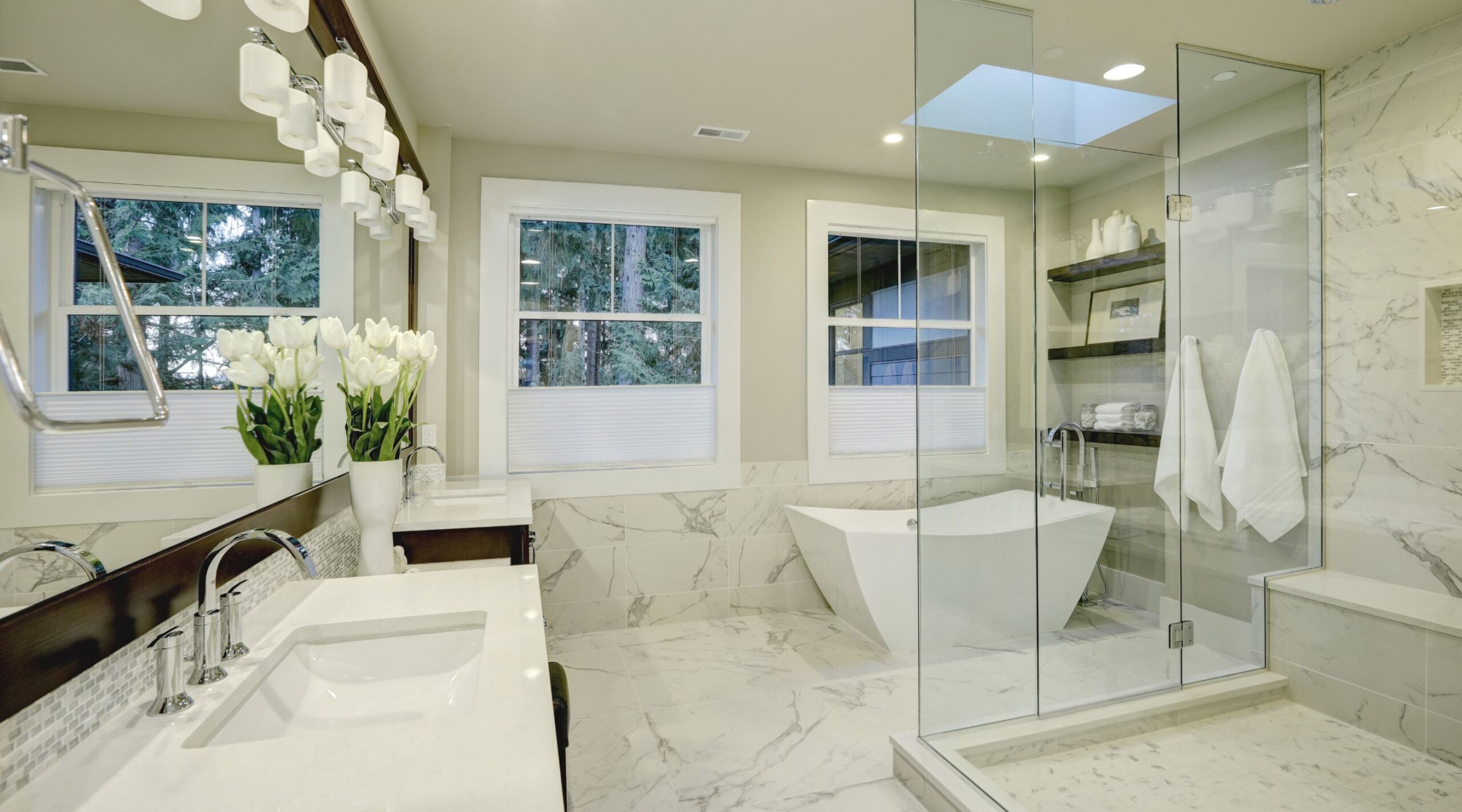 a walk in shower is one tip for Transforming Your Bathroom Into a Relaxing Oasis