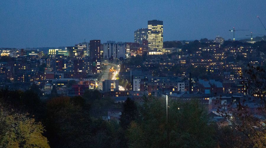 Sheffield University at night